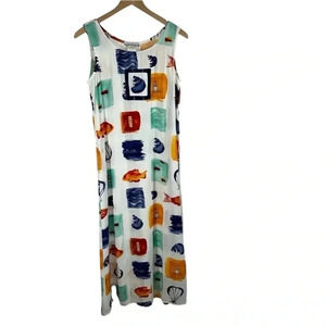 Nino Wong California Size XSmall Dress Vintage Coastal Rayon Casual Maxi